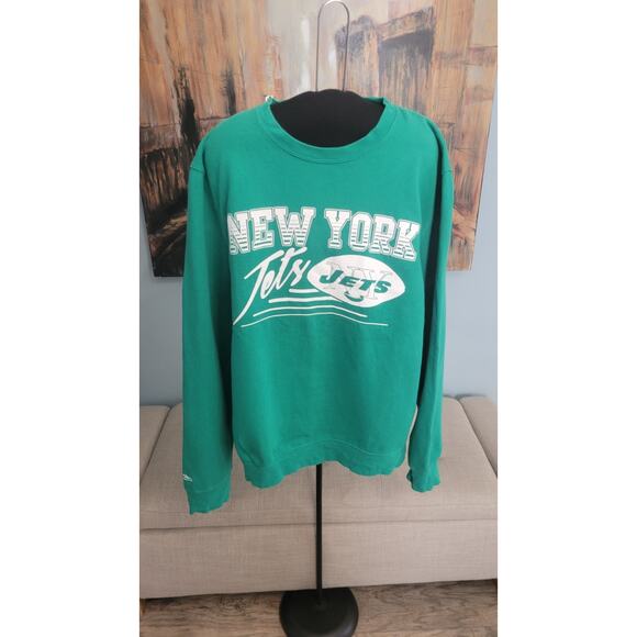 Vintage Mitchell & Ness New York Jets Green Crewneck Sweatshirt Men’s Size Large - Picture 1 of 5